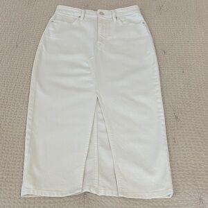 Good American Denim Midi Skirt Ivory/Beige Size 4/27 Like New